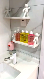 Cute villain / Elephant Decor Wall Mounted Hanging Spice Shelves Decor for Kitchen Bathroom white Floating Shelves No Drilling kitchen wall Rack