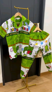 ●ECLAIRE● 0IS Setelan Celana Piyama Pakaian Tidur CP Lengan Pendek Celana Panjang Motif Kero Keroppi