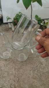 6pcs Gelas Teh Bahan Kaca Polos/Gelas Gagang/Gelas Kaca Berkualitas