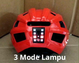 HELM SEPEDA ROCKBROS Type ZK-013 Merah - Lampu Belakang 3 Mode Menyala