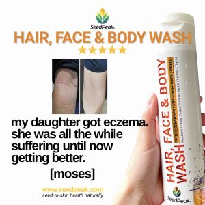 SeedPeak 3in1 [Mandarin Yuzu] 30ML Head to Toe Natural Body Shampoo & Shower Body Wash | Dry Eczema Itchy Sensitive Rash Shower Gel | Body Shampoo | Sabun Kulit Gatal | 洗发水 | 沐浴露