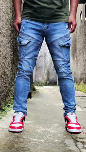 Celana Cargo Jeans Panjang Pria Stretch Denim Melar Tebal Slimfit Skinny Size 28-33