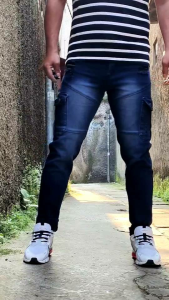 Celana Cargo Jeans Panjang Pria Stretch Denim Melar Tebal Slimfit Skinny Size 28-33