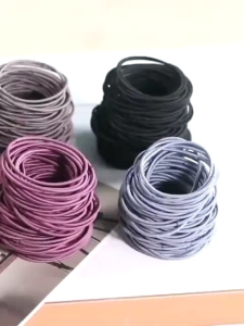 100pc Ikat Rambut Karet Polos Elastis Dengan Free POUCH Bergaya Korea