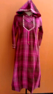 atasan gamis wanita pink kotak PITODITO cewek S anak 12 13 thn blouse hoodie