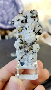 Natural Precious Chalcopyrite with Calcite Crystal Druzy Ornament X19 #Crystal #homedecor