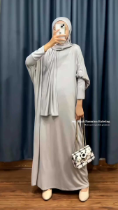 Nona Basic Set Pashmina Gamis Batwing Basic - Gamis batwing set pashmina
