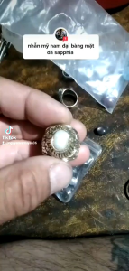 nhẫn Mỹ nam mặt đá ruby và sapphiare thiên nhiên ( mầu xanh đen và mầu hồng đỏ) quý khách tự chọn