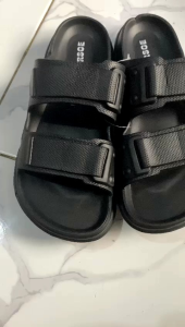 Sandal Slop Karet Pria Slide Hitam Irsoe