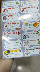Combo 32 Nhãn dán tậpsách in sẵn các bộ môn học