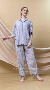 Yukiyoru One Set by Mocaca – Piyama Lengan Pendek Celana Panjang Motif Sakura | Adem & Nyaman Dipakai Tidur