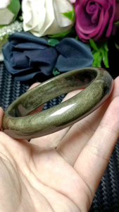 Grade 7A Golden Sheen Obsidian Crystal Stone bangle 58mm+ 极品一线猫眼招财金曜石手镯 58mm+