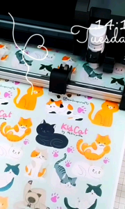 สติ๊กเกอร์น่ารักได้คัท handmade ลายน้องแมวเหมียว สติ๊กเกอร์มันเงา กันน้ำ