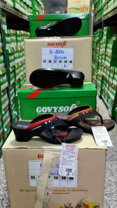 รองเท้าส้นสูงpu Govysoft หูคีบ รุ่น 4006สีดำ สีน้ำตาล เริ่ม 36-40