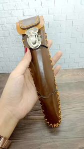 ❤️ INEZ CRAFT ❤️ Sarung kulit once pipa cangklong warna coklat UK 17cm IC21