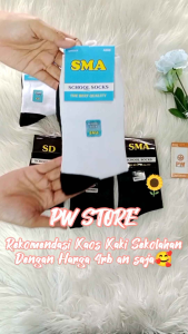 [12 Pasang] 1 Lusin Kaos Kaki Sekolah Hitam Putih Separo Telapak Hitam SD SMP SMA Bahan Tebal GROSIR [Sekolah HP & Hitam TPK PE COM KEMAS]