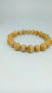 Gelang Kayu Kemuning Gading Bulat Kombinasi Piramid H389