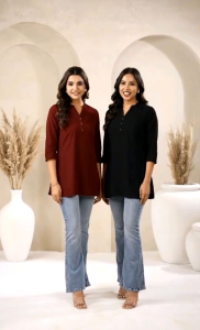[Ready SG Stock] Maroon Cotton Blend Solid A-line Only Top for Women[ Casual Indian Dresses ]
