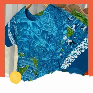 ชูดเด็ก เสื้อคอกลมลายการละเล่นไทย กระดูมไหล่ (5 สี)