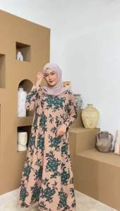 Midi Dress Rayon Jumbo Busui Tangan Panjang Kekinian 2024 Oversize-Gamis Rayon Jumbo