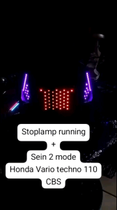 Stoplamp running+sein 2 mode untuk Honda Vario Techno 110 CBS mode senja+sein sudah PNP soket stoplamp