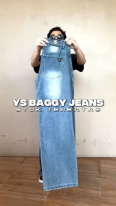YSPANTS - BAGGY JEANS NON STRIP WIDE LEG BIOBLEACH WHISKER CELANA PANJANG PRIA WANITA KEKINIAN SKENA KOREAN STYLE