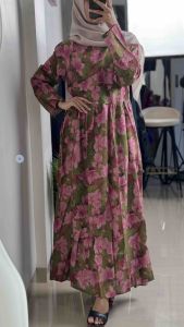 LC1777 Premium Floral Dress Tipis Fashion Retro Terbaru