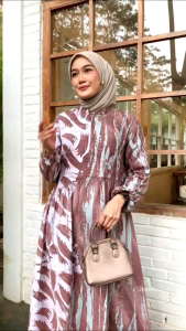 SILK SUTRA DRESS GAMIS SUTRA BATIK CAP ABSTRAK
