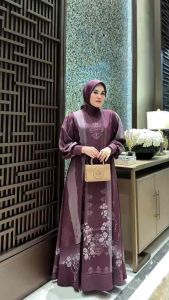 Shafia Dress Syari Burgundy Ceruty Import Babydoll by Rayhanco Formal Gamis Muslim Panjang Wanita Dress Mewah Pesta
