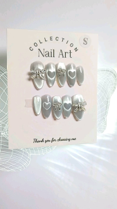 Móng tay thiết kế Nail box trái tim mắt mèo bạc mã số AB29