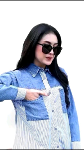 Atasan Kemeja Wanita Terbaru 2025 Soft Jeans Combinasi Twell