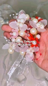 GELANG TANGAN ANAK PEREMPUAN PRINCESS ALA KOREA GELANG TANGAN PERNIKAHAN PENGANTIN MUTIARA IMITASI MEWAH PITA RENDA TIARA KRISTAL CRYSTAL ACCECORIES AKSESORIS BANDANA SILKY BRACELET