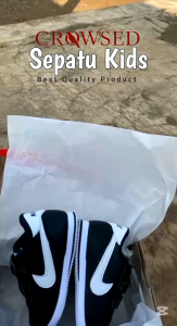 sepatu cortez crow kids lucu warna hitam putih 1-13th free box & kaus kaki