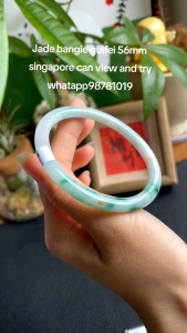 Jadeite bangle/jade bangle guifei 56mm can view and try singapore/grade A type Burmese jade