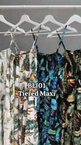 Dress Maxi Wanita Tanpa Lengan Murah (BLI01 Tiered 2 Warna)