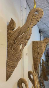 ค้ำยันไม้สัก คันทวย ไม้สักแกะสลัก สูง 95 x กว้าง 48 cm. ลายพญานาค นาคราช แขนนางไม้สัก (ราคาต่อแผ่น)