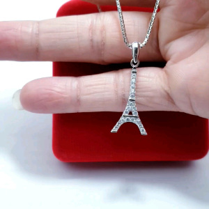 Kalung Wanita Liontin Eiffel Silver 925 Lapis Emas Putih / Perhiasan Kalung Wanita Korea Perak 925