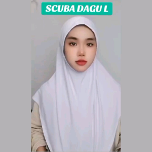 [Berdagu] Size L Tudung Sarung Moscrepe Awning Scuba Black White Edition / Tudung Uniform / Tudung Jururawat