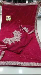 New Beautiful Designer Saree with all over sequence n thread jaal work