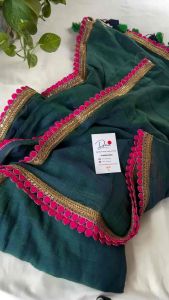 Launching new beautiful mul mul cotton saree with beautiful lakatan lace border with unstitched blouse piece