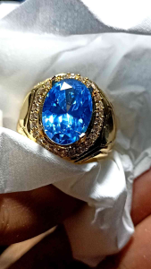CINCIN BATU BLUE TOPAZ SWISS FULL CUTTING MEWAH
