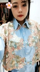 0092 GStyle Kemeja Salur Rompi Aksen Renda Bunga 3D JUMBO 3-4XL Kemeja Wayfanaix Lubana