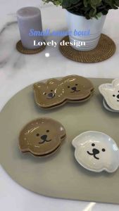 【พร้อมส่ง】🍽️ 🐻🐶 ถ้วยน้ำจิ้ม ลายหมา ลายหมี เซรามิกส์ น่ารัก สไตล์เกาหลี มินิมอล เข้าไมโครเวฟได้ ถ้วยอเนกประสงค์