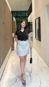 กระโปรงทรงเอ สาวอวบใส่แล้วผอม M-10XL ซับในกางเกง รุ่นAmy