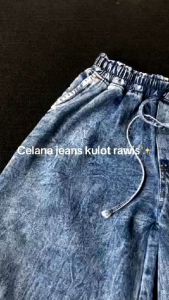 CELANA KULOT JEANS IMPORT RAWIS SNOW OOTD KOREAN STYLE//CELANA KULOT JEANS RAWIS TALI PINGGANG VIRAL