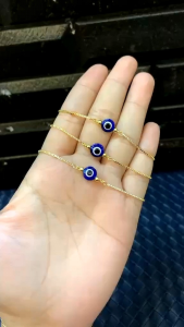 BLUE EVIL EYE PROTECTION IN THAILAND GOLD CHARM BRACELET