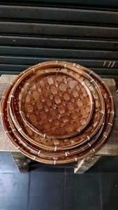 Piring bambu bulat - 1 set piring bambu - nampan bambu - alat penyaji makanan - Piring bambu bulat - 1 set piring bambu - nampan bambu - alat penyaji makanan - piring anyaman
