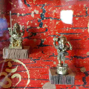 พระพิฆเนศ 5 องค์ ปางไม่เหมือนกัน กระจกเก่าหิ้ง สะอาดภายใน ถอดสกรู 4 ตัว