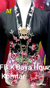 Kebaya Sulam Nyonya Embroidery Traditional High Flowers Hand Made (S)