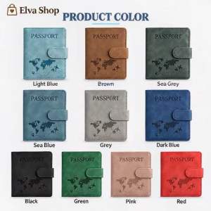 RFID Blocking Passport Holder Travel Wallet PU Leather Passport Cover with Card Slots SIM Holder & Ticket Pocket